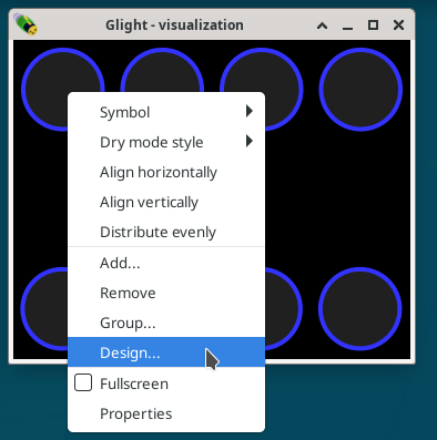 Design option in the visualization window.